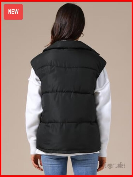 Women's Lightweight Puffer Vest Stand Collar Sleeveless Winter Jacket - Picture 4 of 5